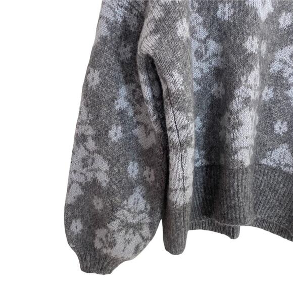 Lewit Womens Gray White Textile Round Neck Wool Blend Pullover Sweater Size 1X - Picture 3 of 7